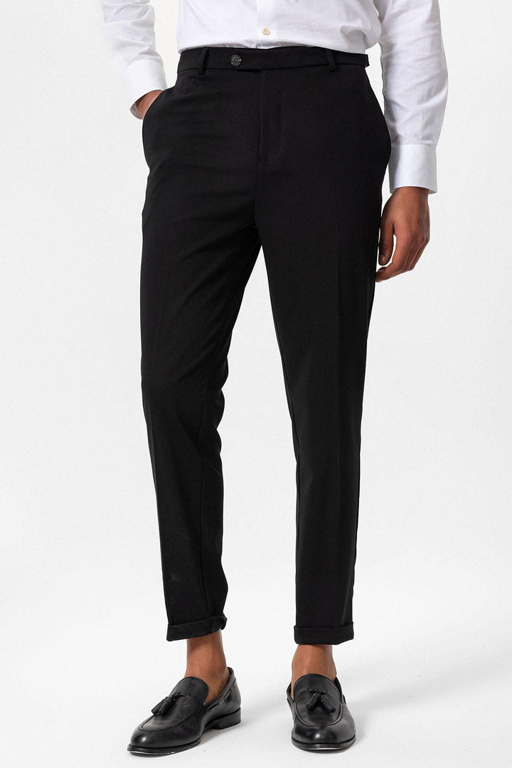 Pantalón de hombre negro slim fit con puños - Wessi