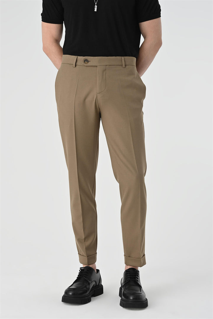 Men's Mink Regular Fit Double Leg  Trousers - Wessi