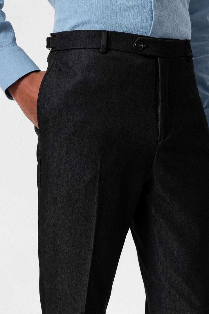 Pantalon Homme Fumé Coupe Slim à Revers - Wessi