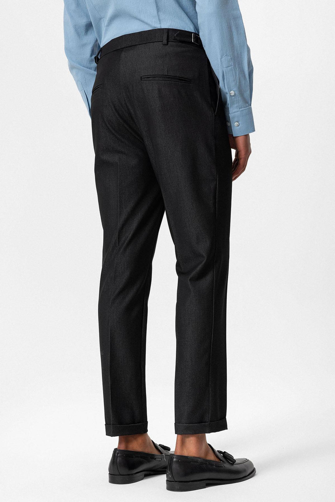 Pantalon Homme Fumé Coupe Slim à Revers - Wessi