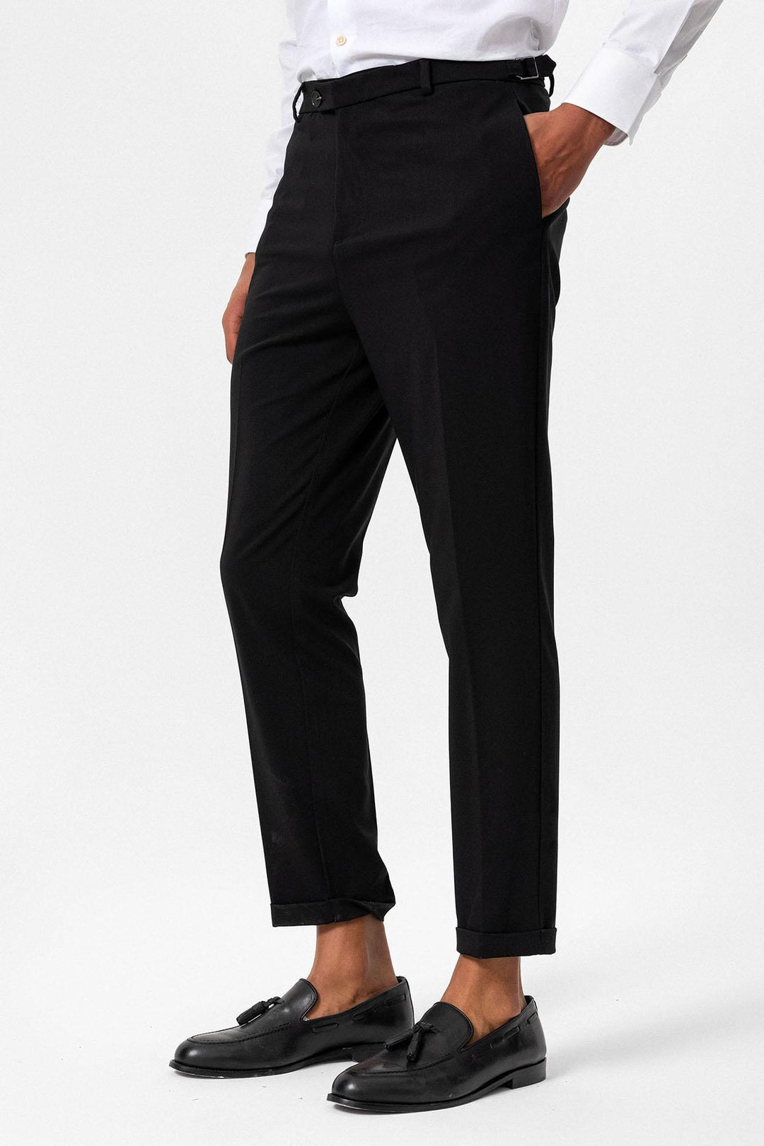 Pantalón de hombre negro slim fit con puños - Wessi