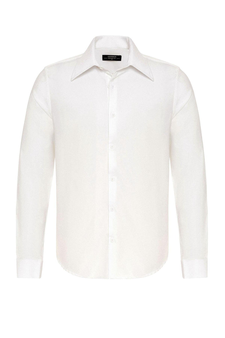 Camisa de hombre blanca slim fit de manga larga con cuello ancho - Wessi