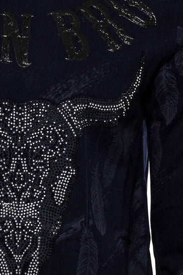 Felpa blu navy con fantasia slim fit - Wessi