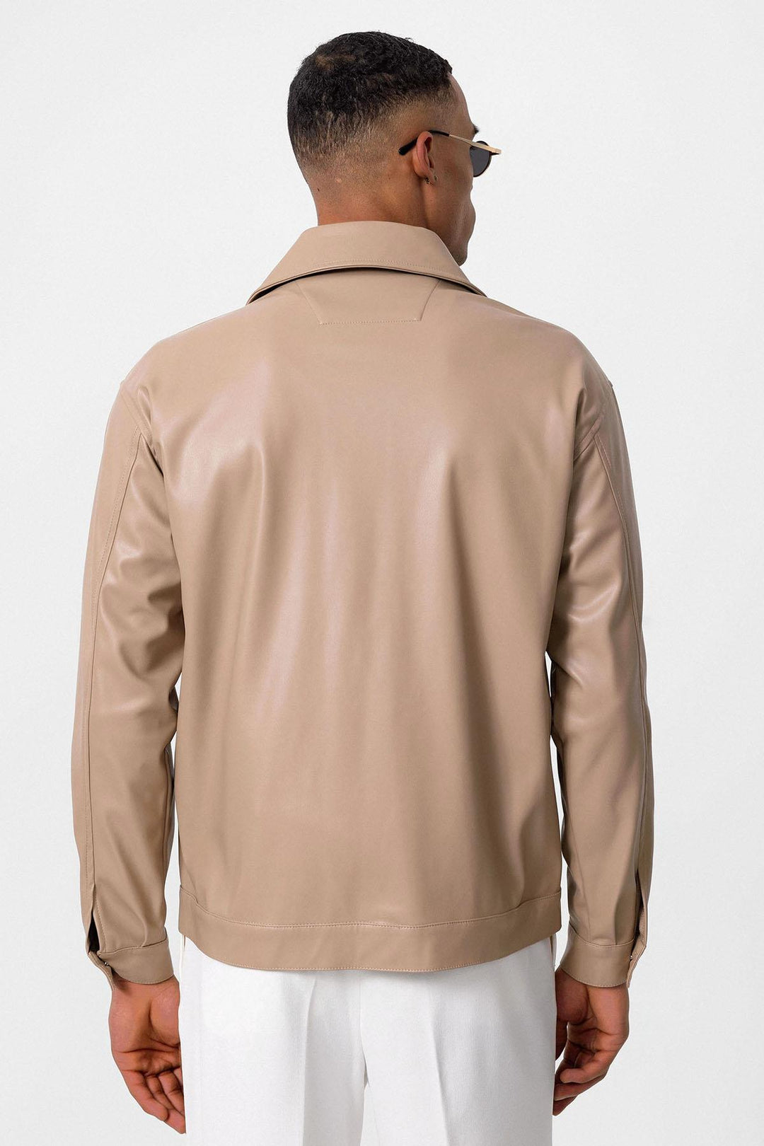 Manteau Fin Homme Simili Cuir Camel - Wessi