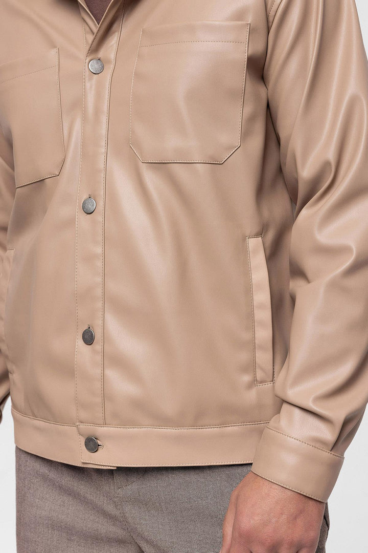 Manteau Fin Homme Simili Cuir Camel - Wessi