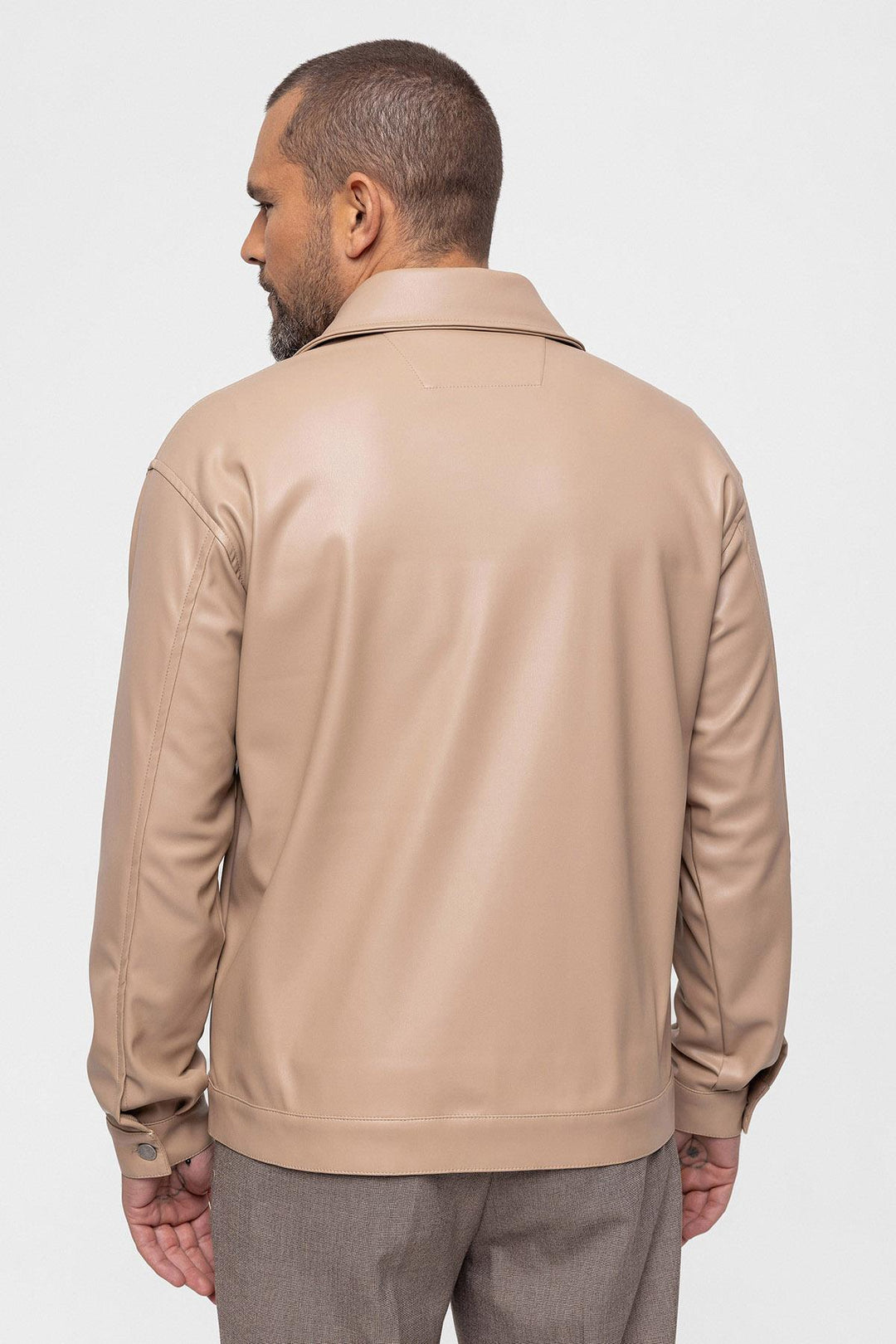 Manteau Fin Homme Simili Cuir Camel - Wessi