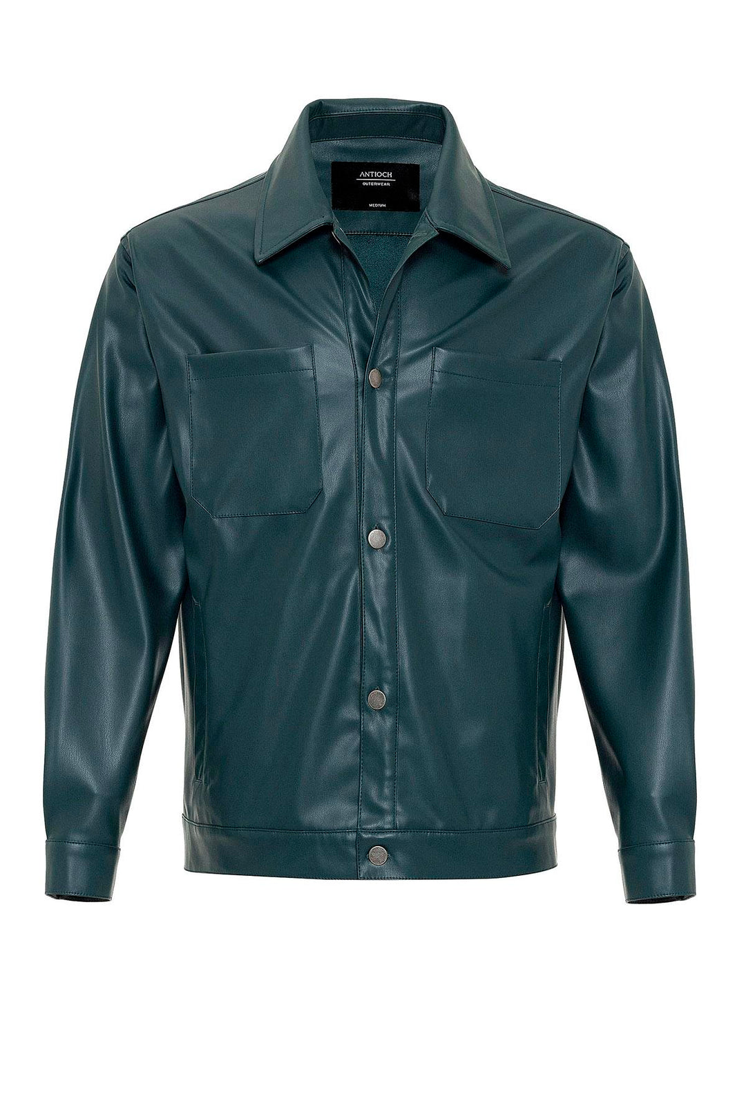 Manteau Fin Simili Cuir Vert Homme - Wessi