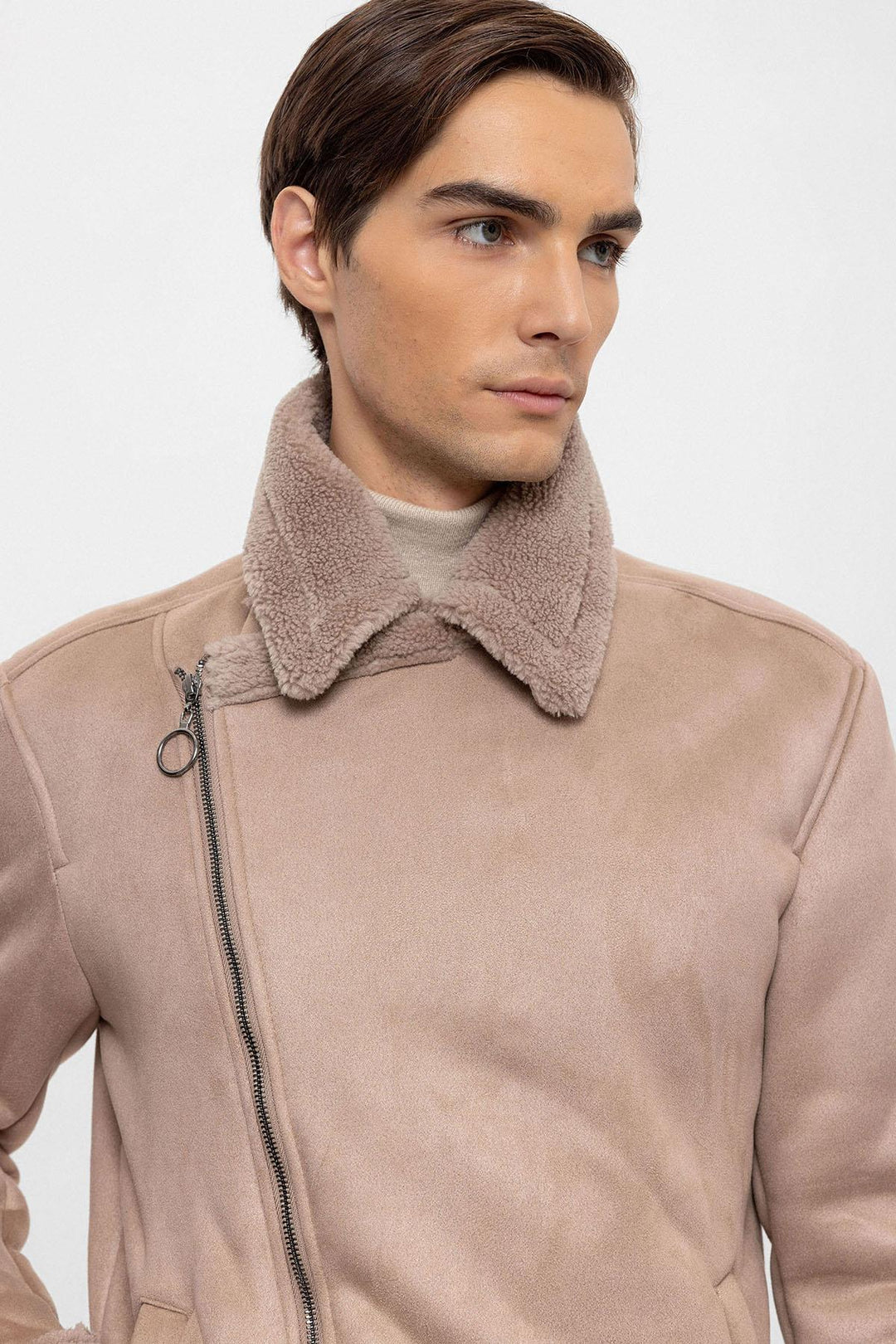 Chaqueta de ante con forro de piel de oveja sintética para hombre - Wessi