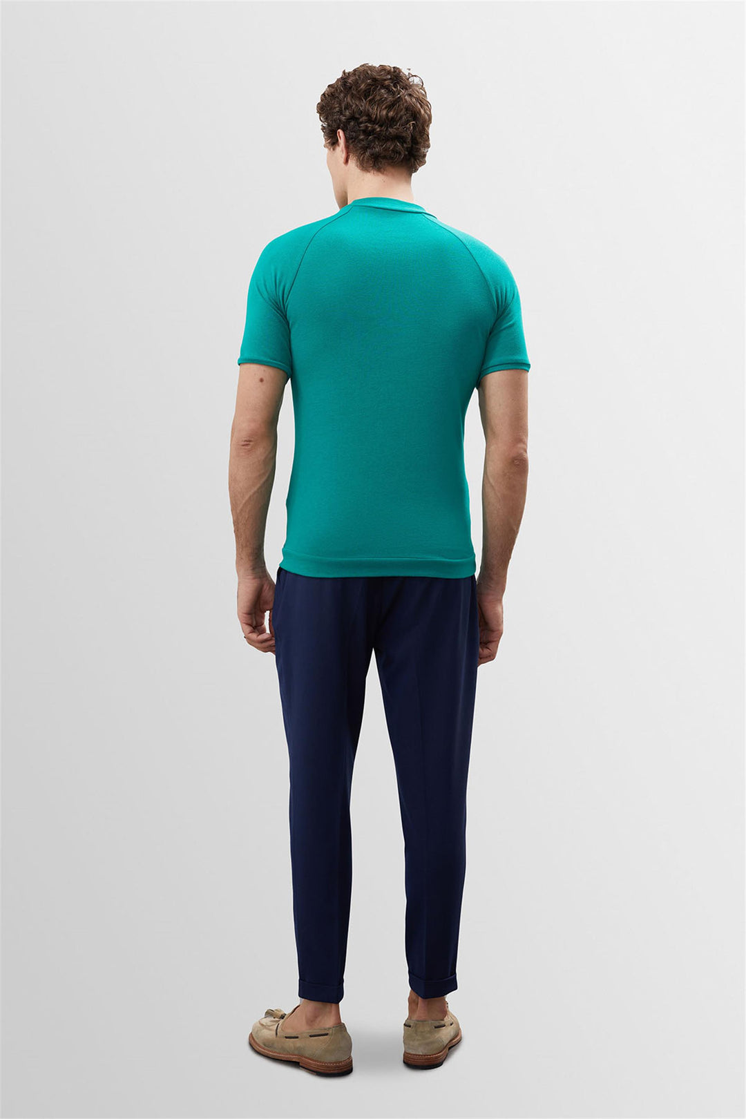 Camiseta de hombre verde slim fit con cuello redondo - Wessi