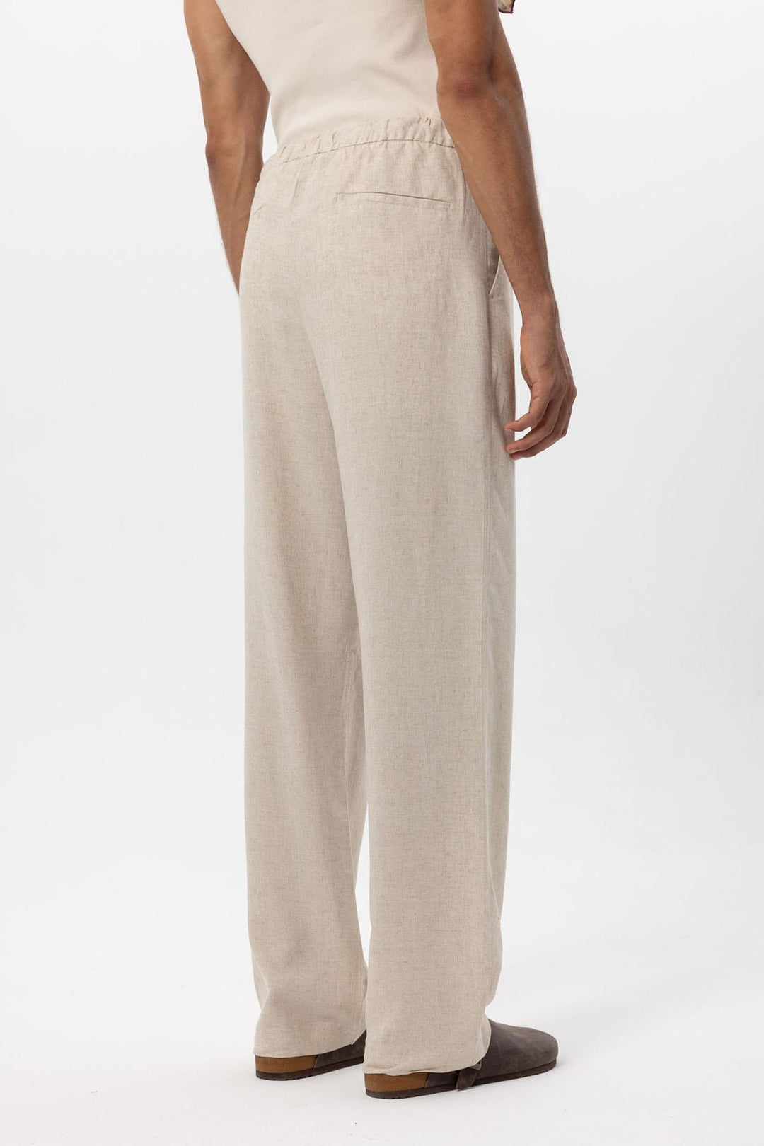 Men's Stone Belted Linen Blend Pants - Wessi