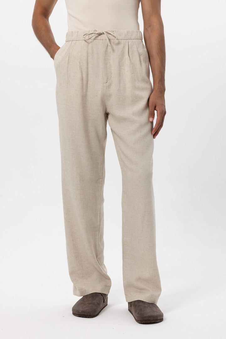 Men's Stone Belted Linen Blend Pants - Wessi