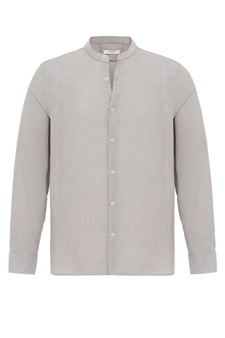 Chemise tissée col mao homme pierre - Wessi