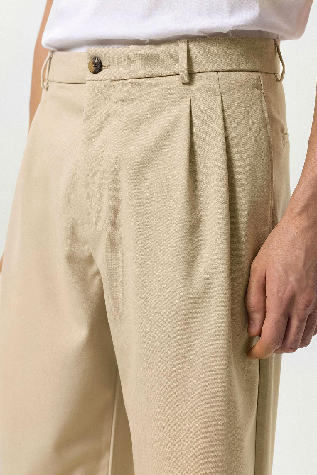 Pantalon coupe décontractée plissé taille haute pierre pour hommes - Wessi