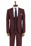 Burgundy Slim Fit Men's Suit with Vest | Wessi