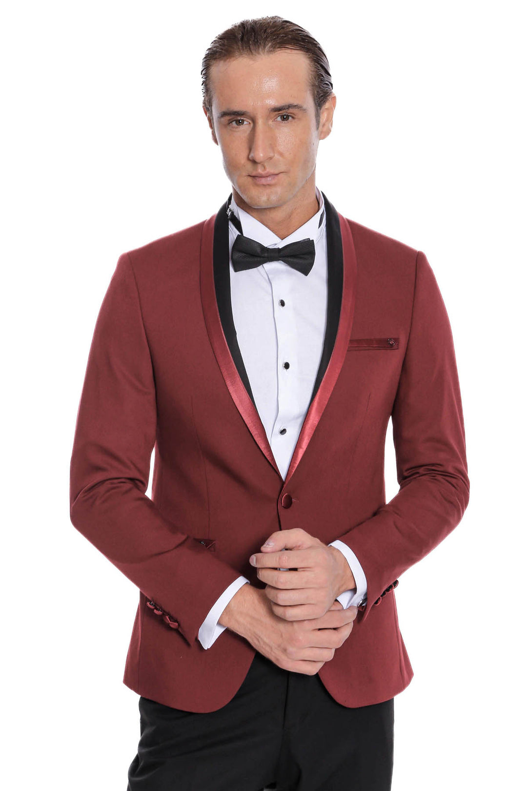 Shawl Lapel Burgundy Tuxedo Suit | Wessi