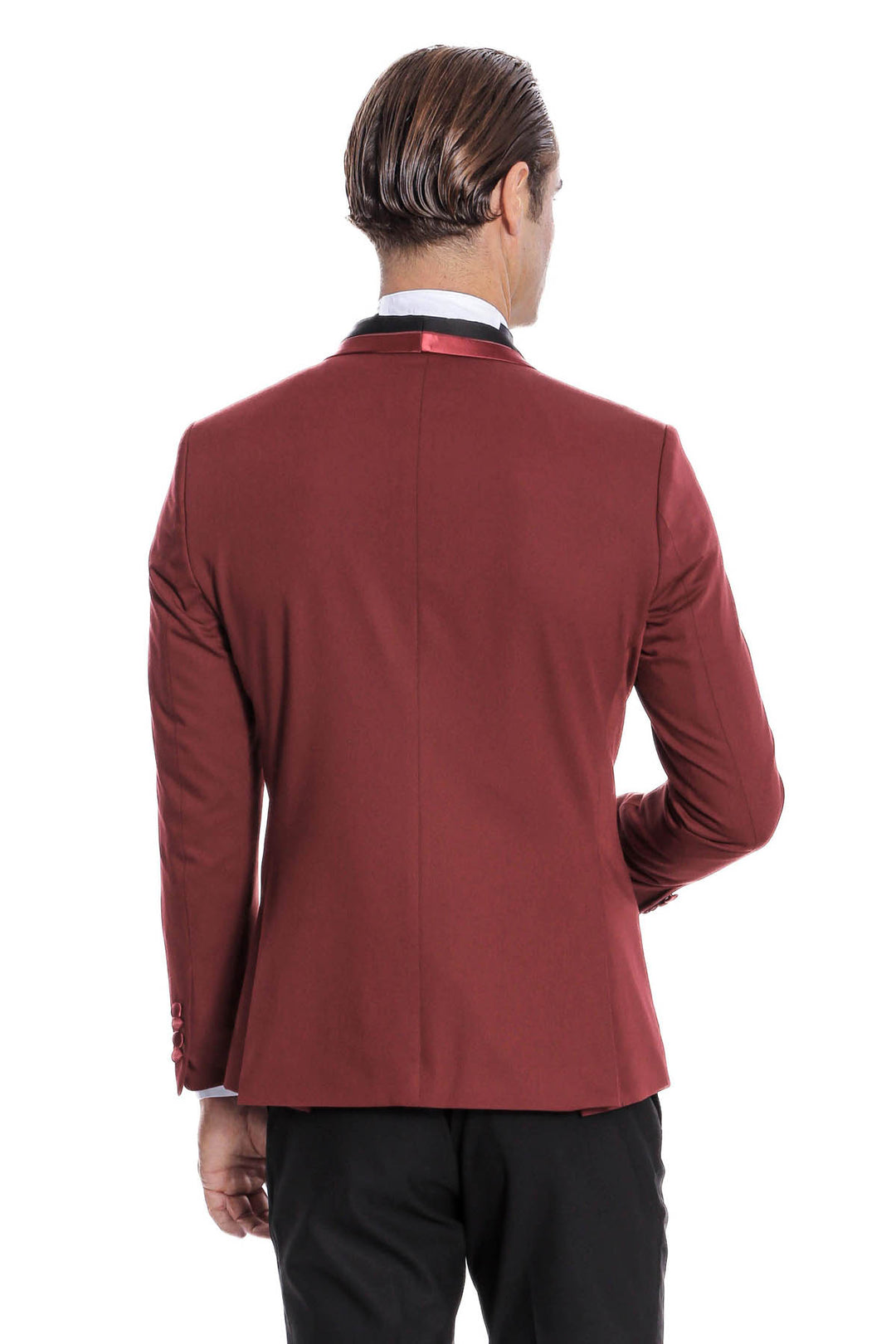 Shawl Lapel Burgundy Tuxedo Suit | Wessi