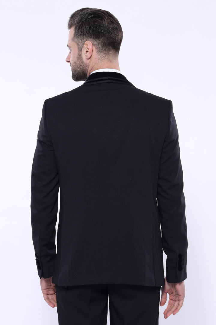 Detachable Velvet Lapel Black Tuxedo - Wessi