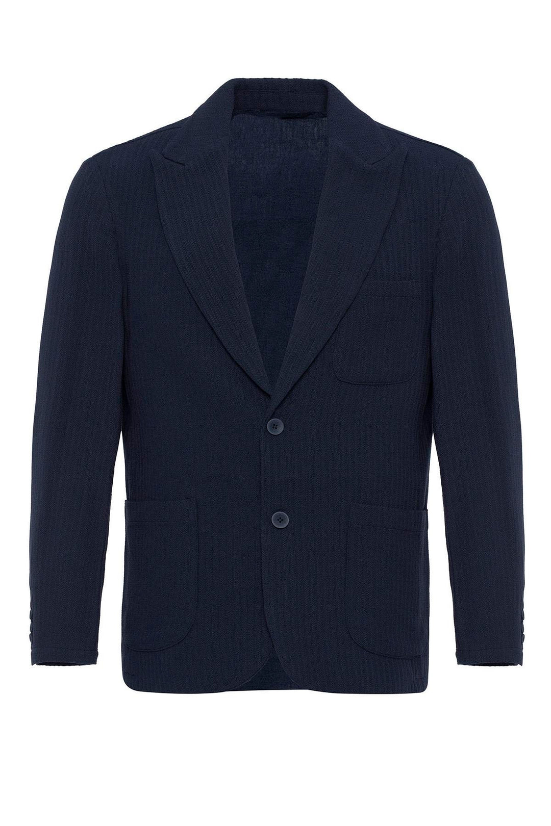 Chaqueta Blazer Lisa Con Bolsillos Azul Marino Para Hombre - Wessi