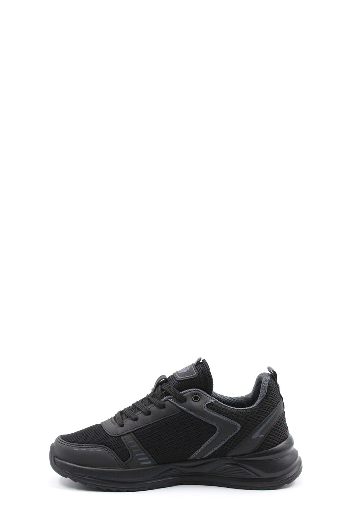 Men's Black Mesh Athletic Sneakers with Cushioned Sole - Wessi