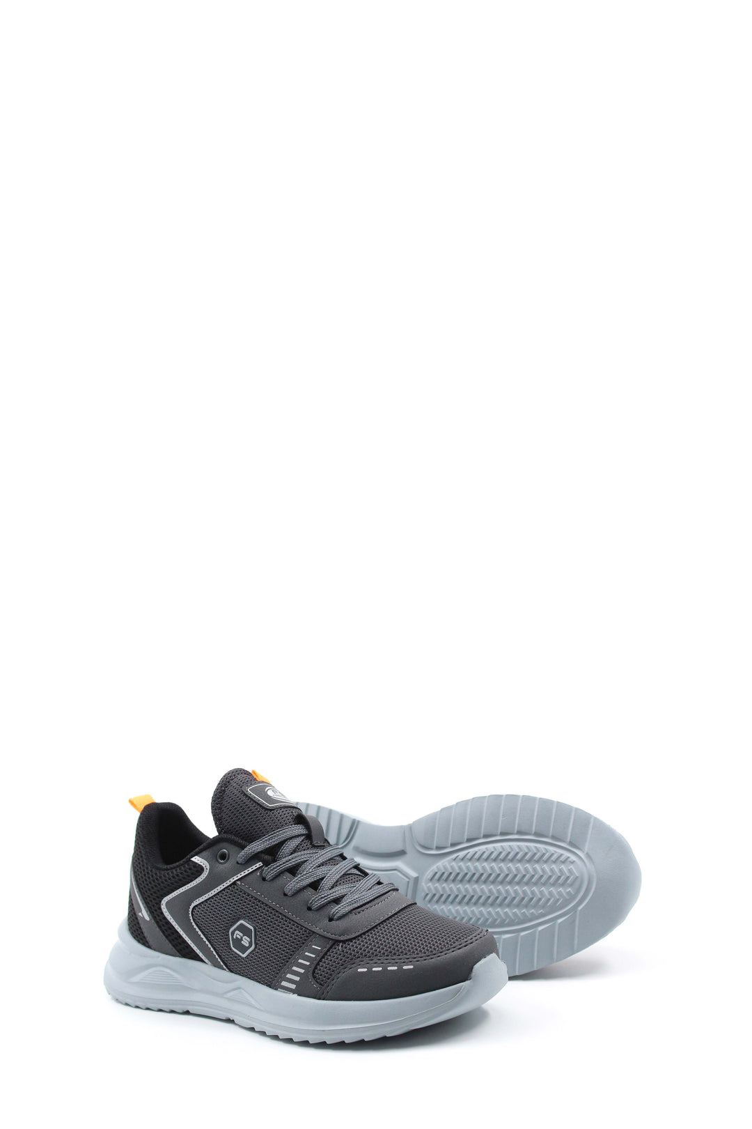 Men's Gray and Black Athletic Sneakers with Orange Accents - Wessi