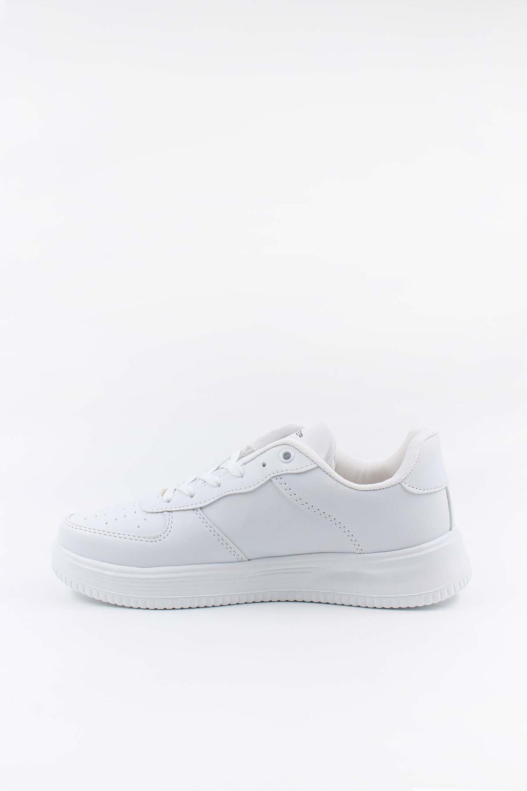 Men's All-White Leather Low-Top Sneakers with Perforated Details - Wessi