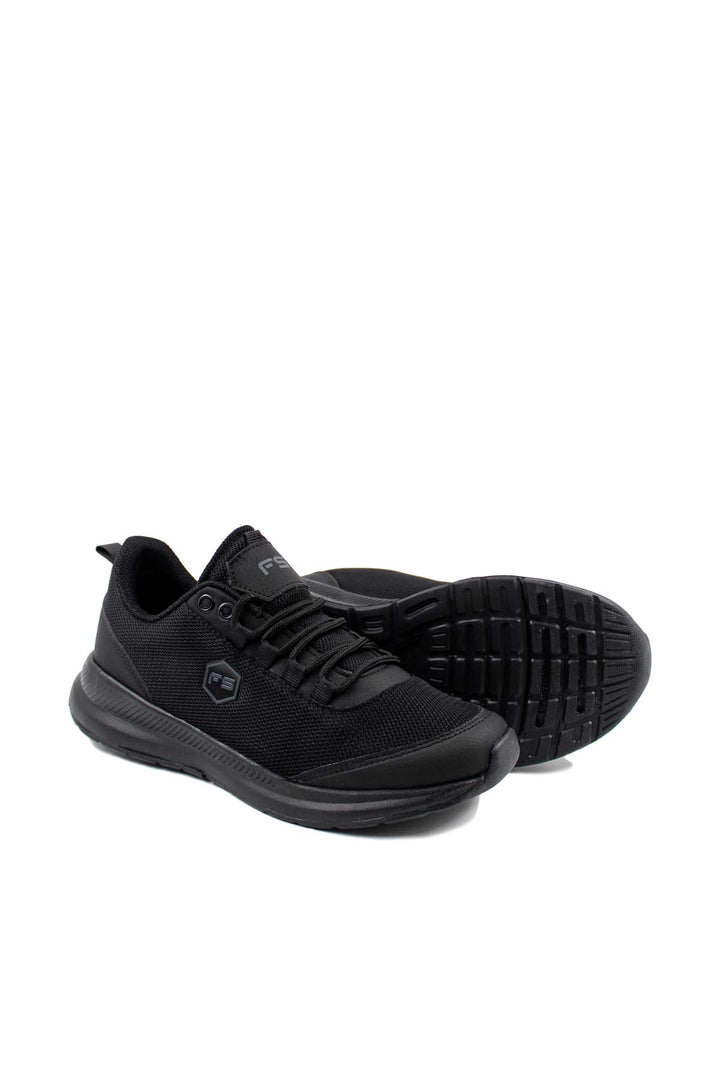 Men's Black Mesh Running Sneakers-Wessi