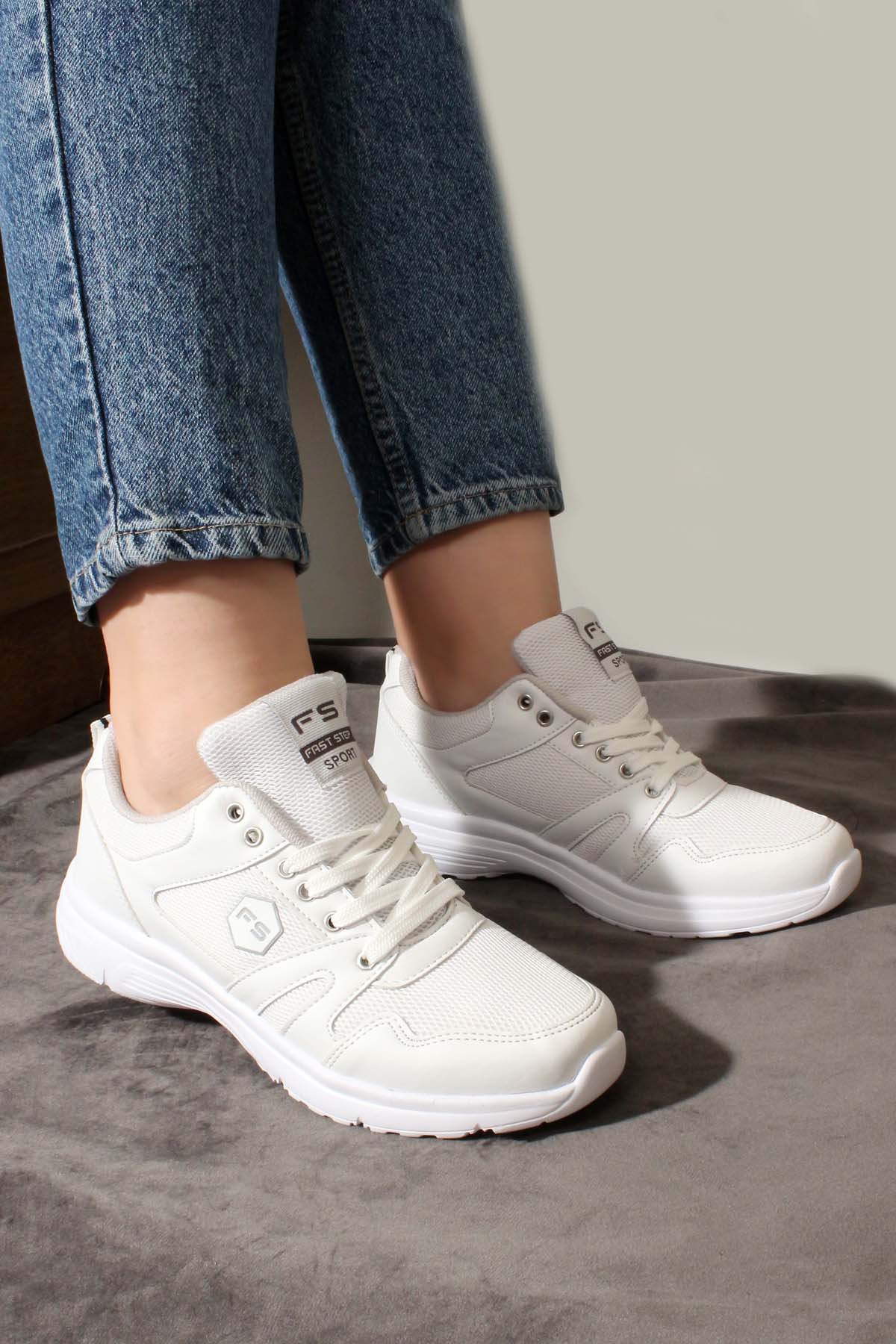 All white athletic sneakers on sale