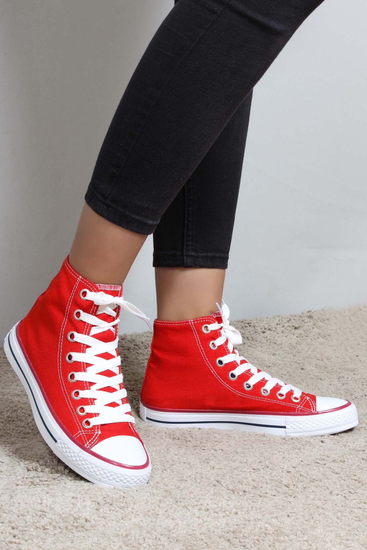 Red white sneakers on sale