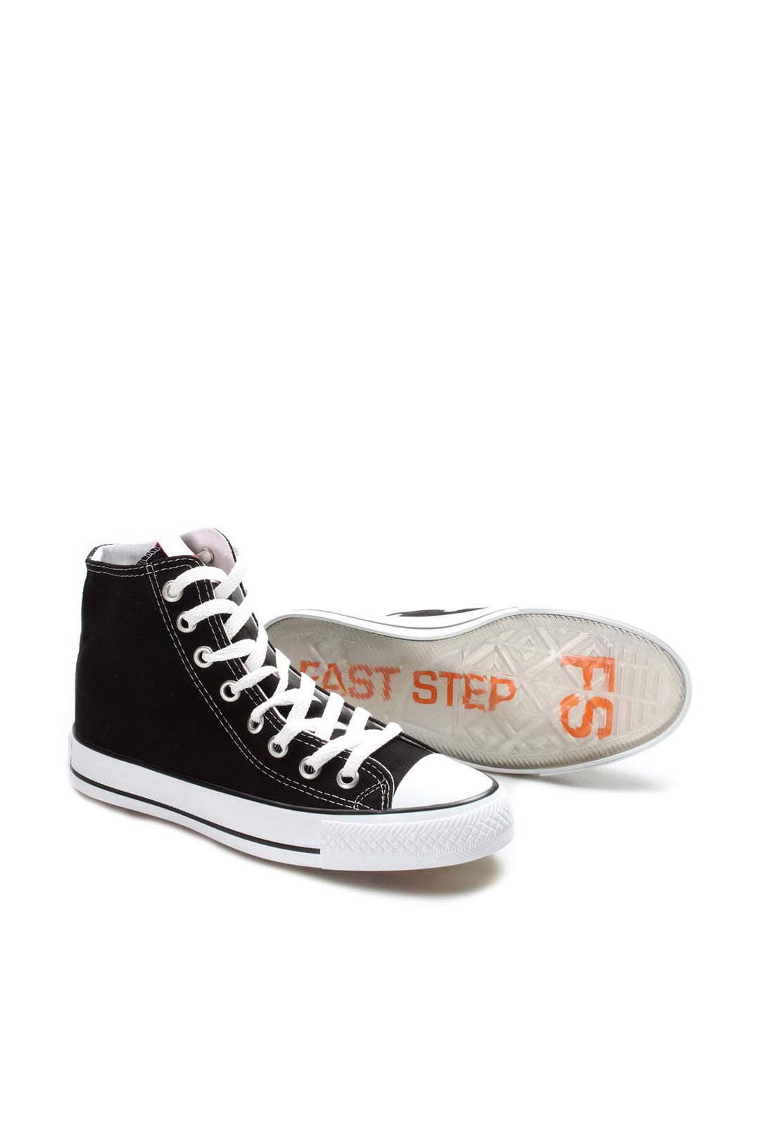 Men's Black High-Top Canvas Sneakers with White Laces - Wessi