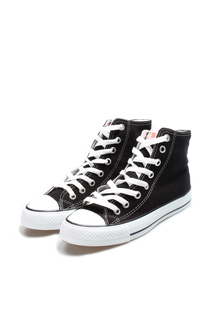 Men's Black High-Top Canvas Sneakers with White Laces - Wessi