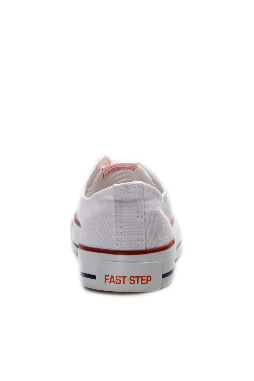 Men's White Canvas Low-Top Sneakers with Red Stripe Detail - Wessi