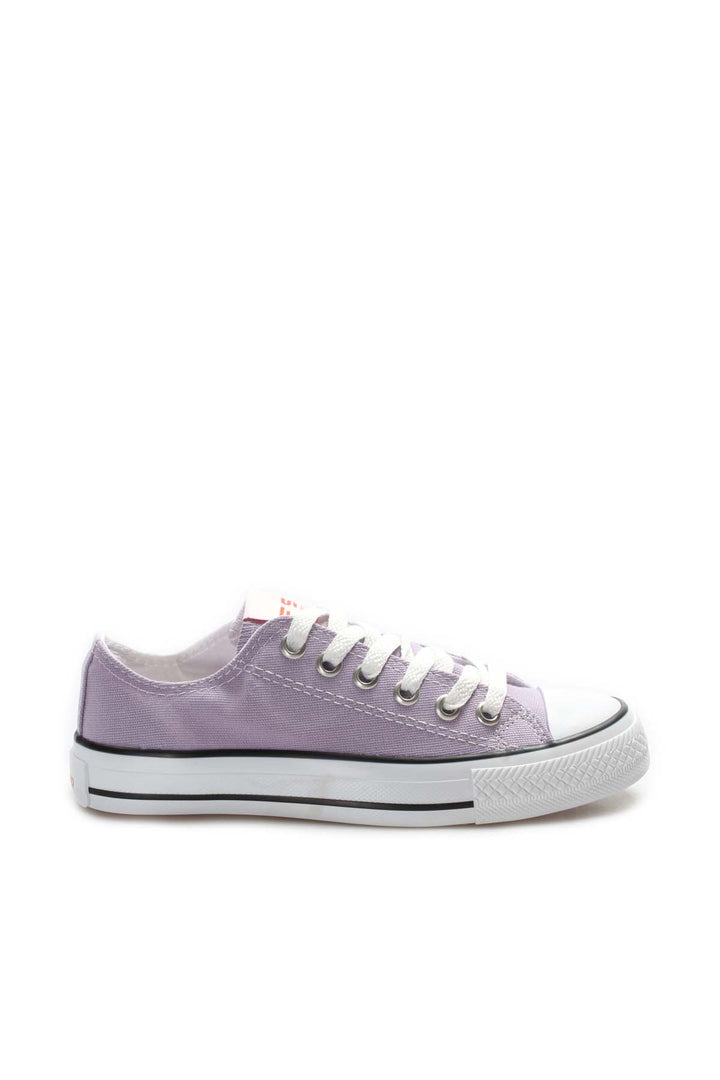 Zapatillas Bajas de Lona Morado Claro con Cordones Blancos para Hombre - Wessi