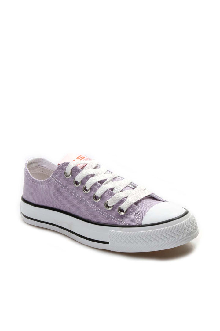 Zapatillas Bajas de Lona Morado Claro con Cordones Blancos para Hombre - Wessi