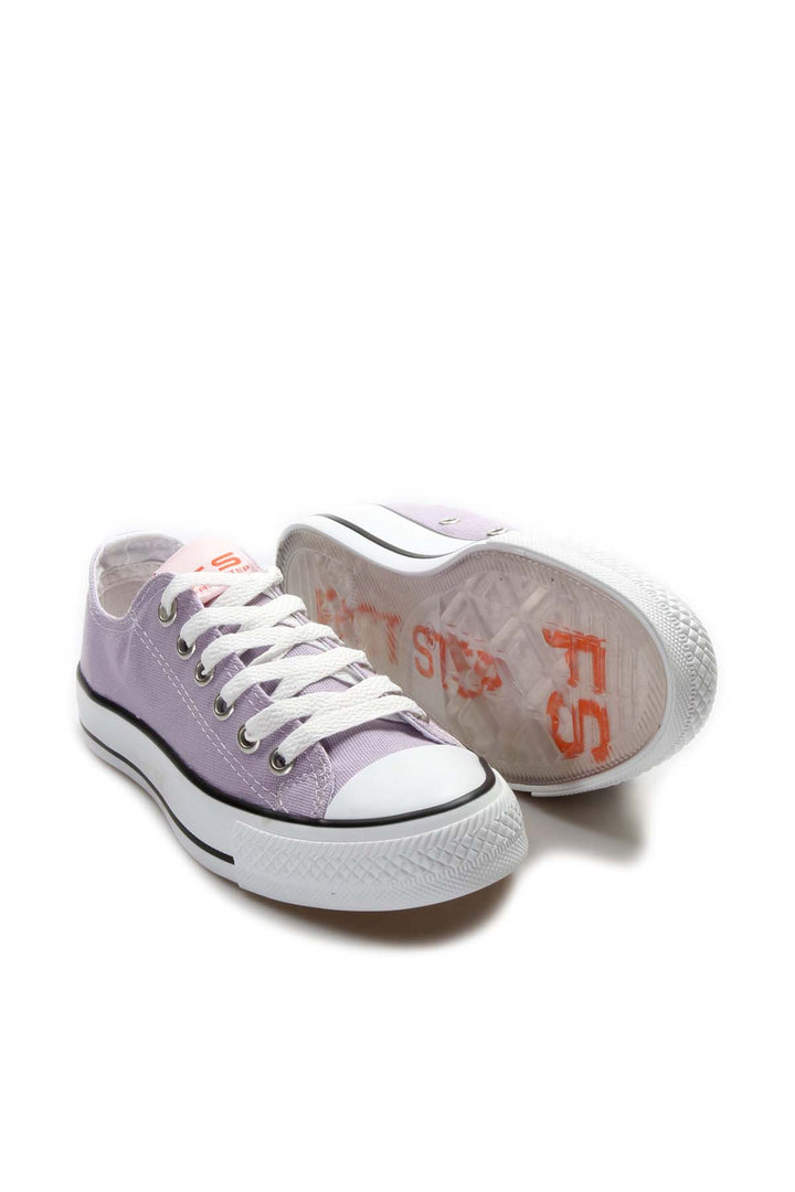 Zapatillas Bajas de Lona Morado Claro con Cordones Blancos para Hombre - Wessi