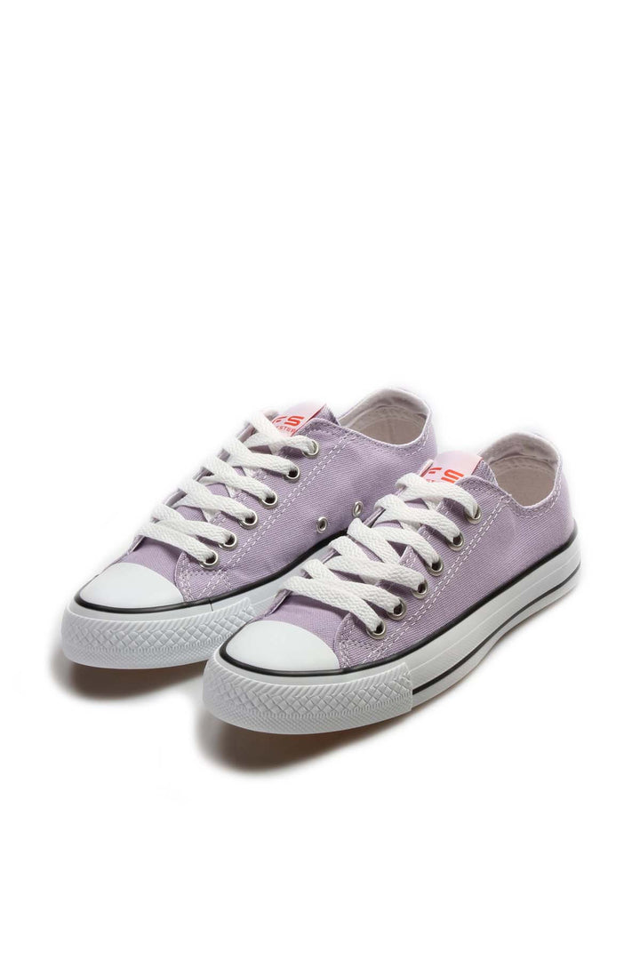 Zapatillas Bajas de Lona Morado Claro con Cordones Blancos para Hombre - Wessi