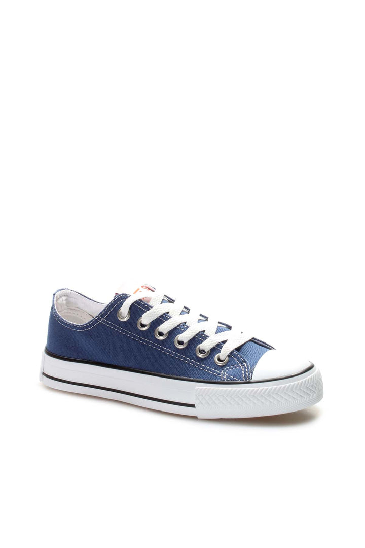 Men's Navy Canvas Low-Top Sneakers with White Laces - Wessi