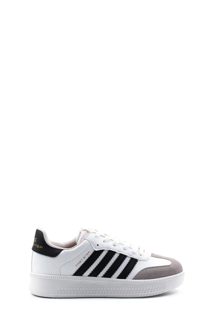 Men's White and Black Casual Sneakers-Wessi