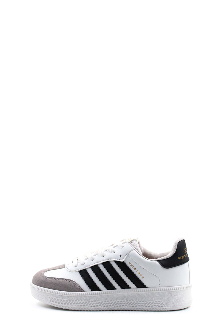 Men's White and Black Casual Sneakers-Wessi