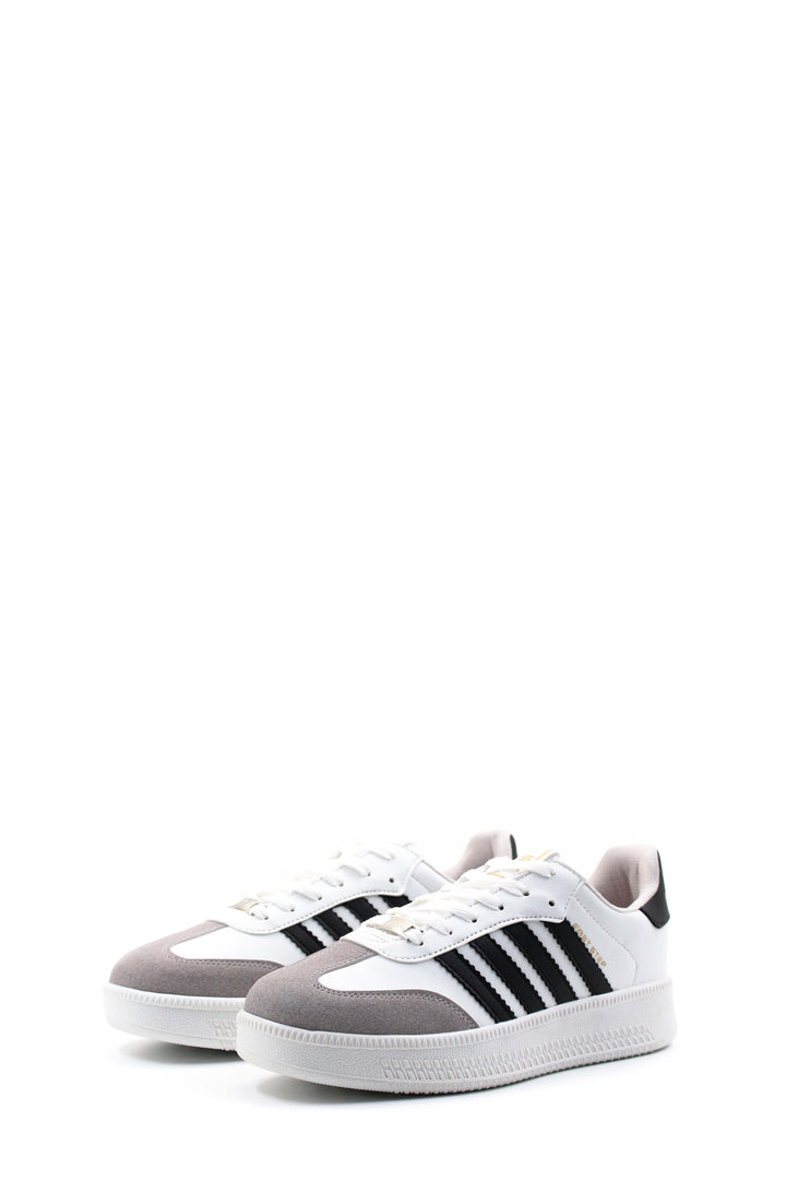 Men's White and Black Casual Sneakers-Wessi