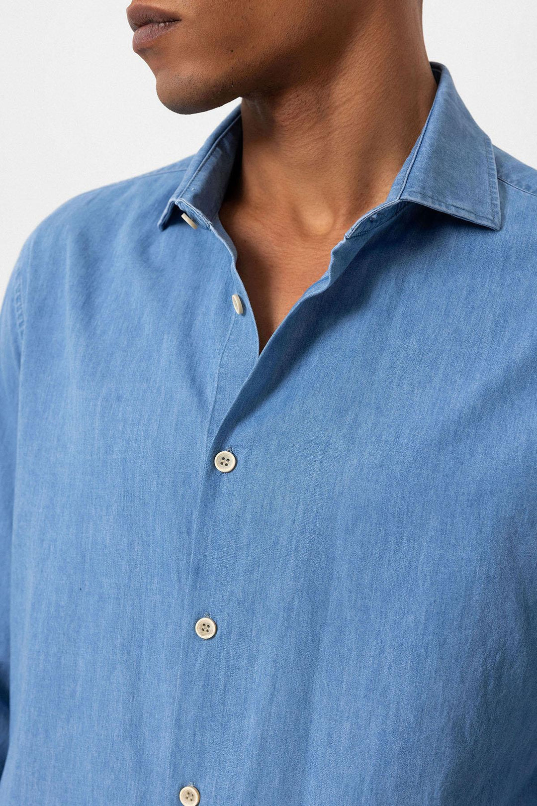 Chemise en jean bleu clair à manches longues pour homme - Wessi