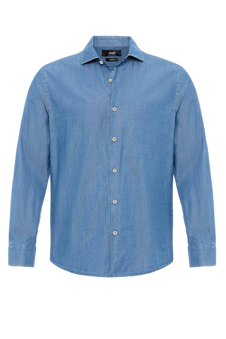 Chemise en jean bleu clair à manches longues pour homme - Wessi