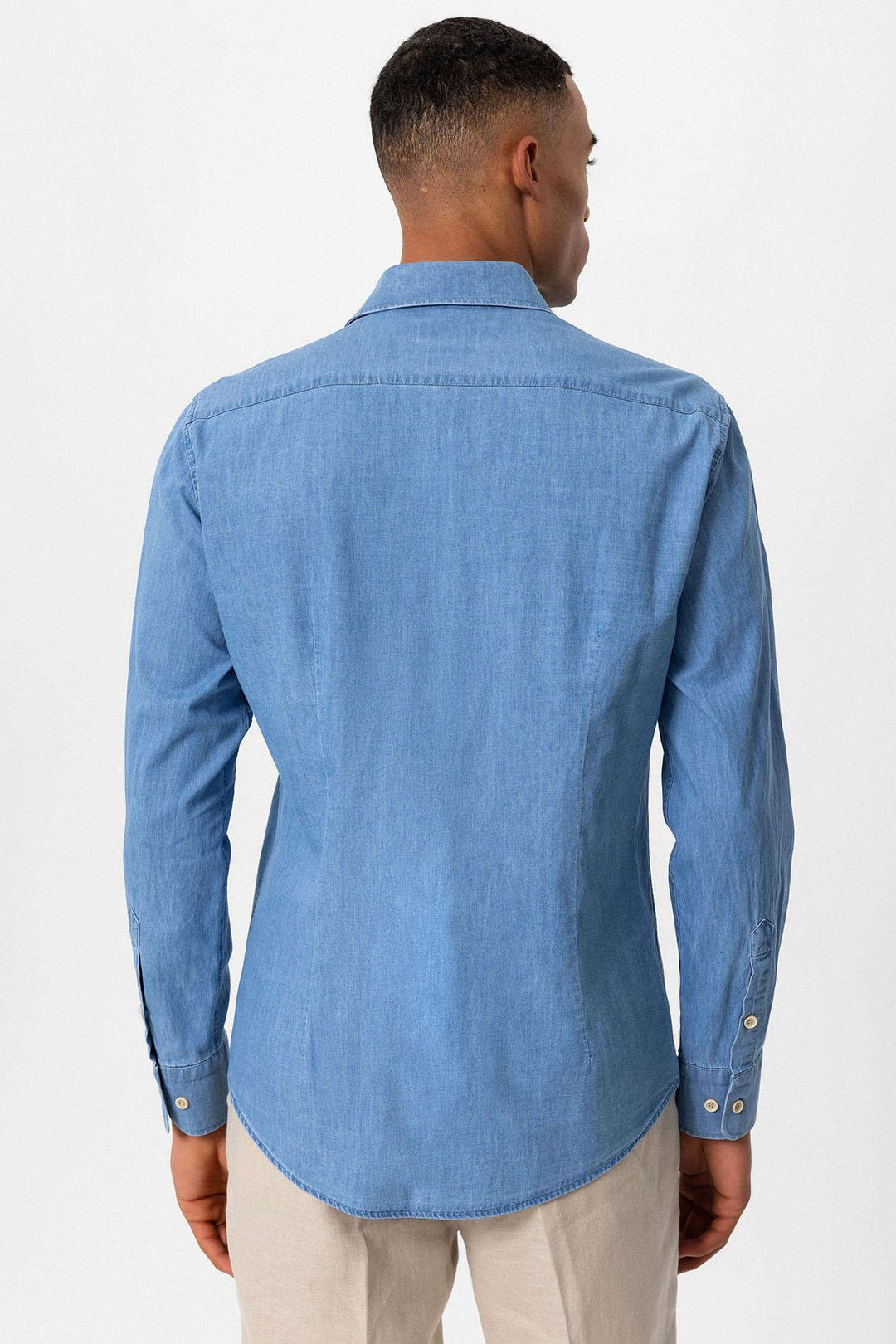 Chemise en jean bleu clair à manches longues pour homme - Wessi