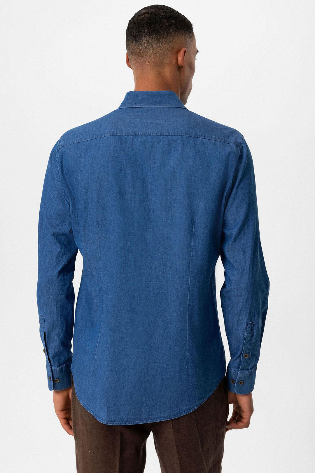 Camisa vaquera de manga larga azul para hombre - Wessi