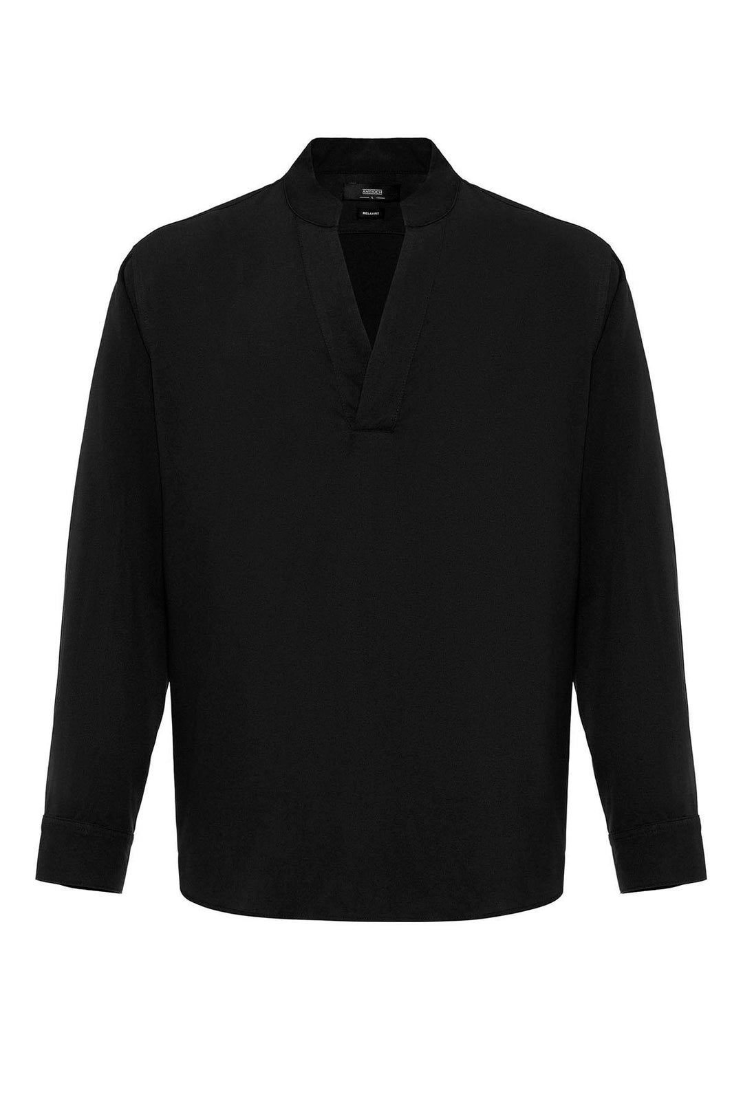 Chemise Homme Noire Col V Manches Longues - Wessi