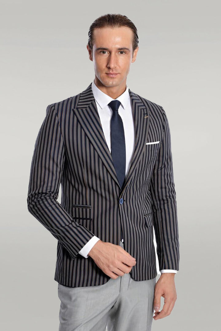 Blazer slim fit a righe blu navy - Wessi