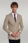 Blazer Hombre Crema Cruzada Rayas - Wessi