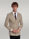 Striped Double Breasted Cream Men Blazer - Wessi