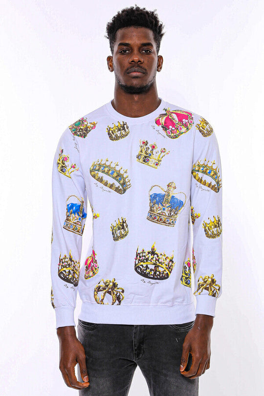 White Patterned Slim Fit Sweatshirt - Wessi