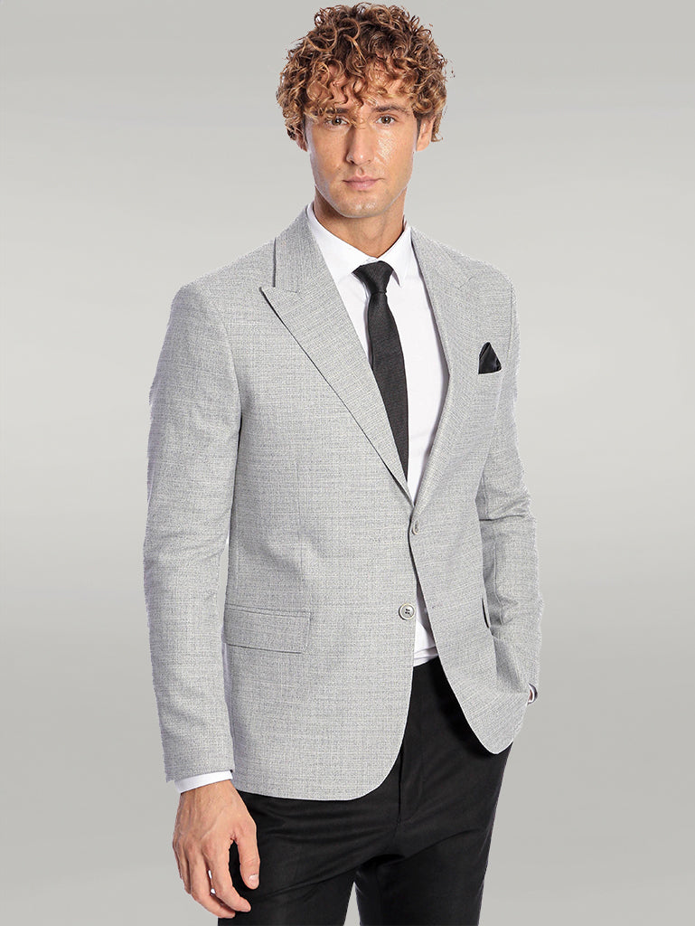 Blazer Hombre Gris Solapa Ancha Estampada - Wessi