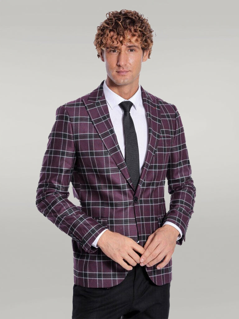 Slim Fit Peak Lapel Purple Men Blazer Wessi